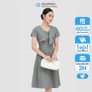 Đầm forrm chữ A phối nơ cổ DC05059 thời trang GUMAC