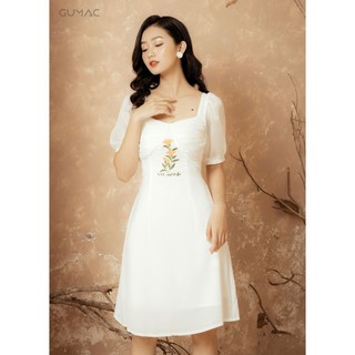 Đầm nữ thêu xếp ly ngực gumac ms12924_trang