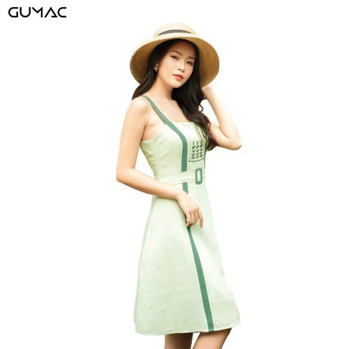 Đầm dây phối màu GUMAC MS10976_XANH