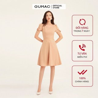 Đầm nữ ôm body GUMAC basic, màu be đủ size quyến rũ DB1121
