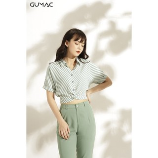 Áo sọc croptop GUMAC A10940_XANH