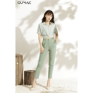 Áo sọc croptop GUMAC A10940_XANH