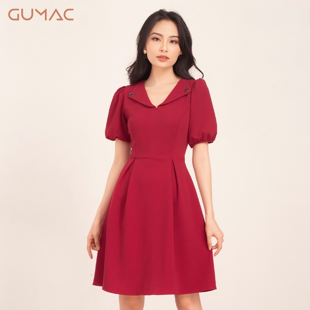 Đầm cổ bẻ phối nút DA539 GUMAC