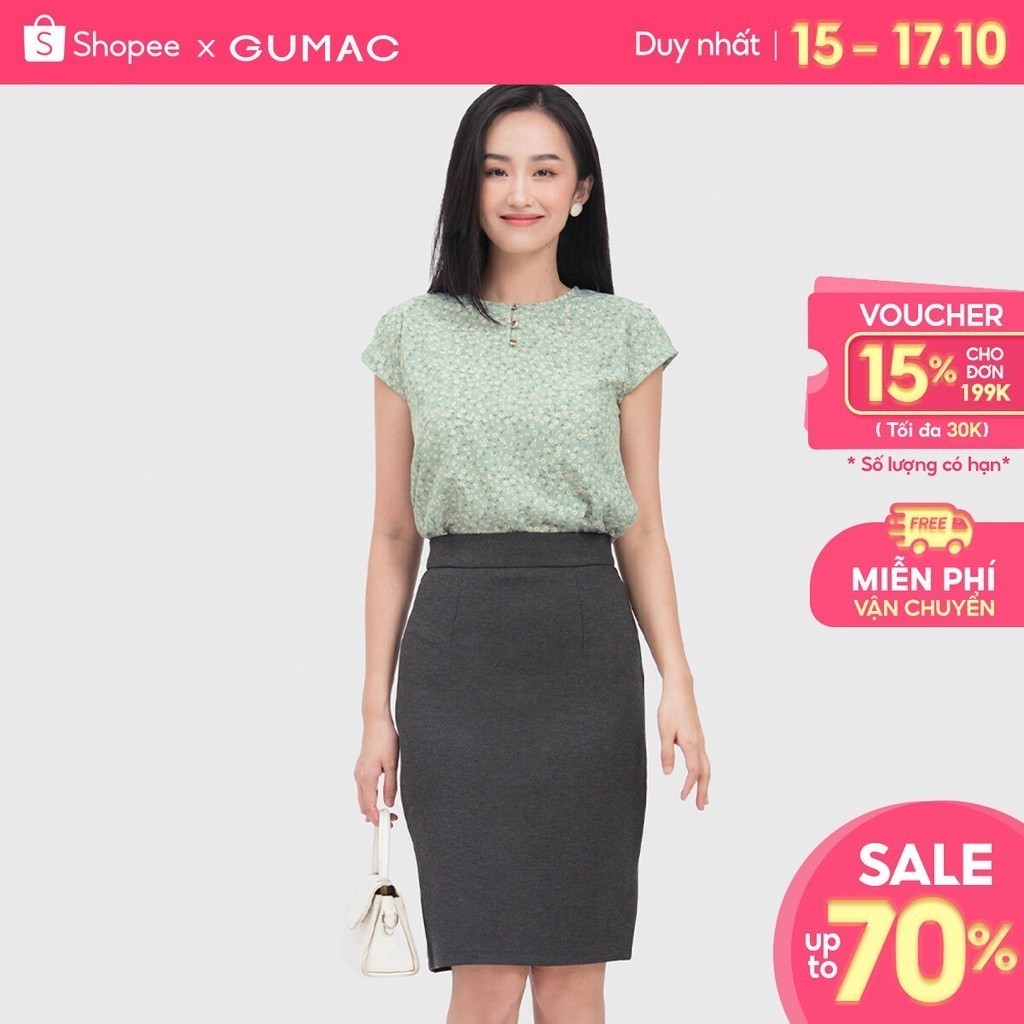 Chân váy bút chì nữ cơ bản GUMAC màu đen basic VC04030