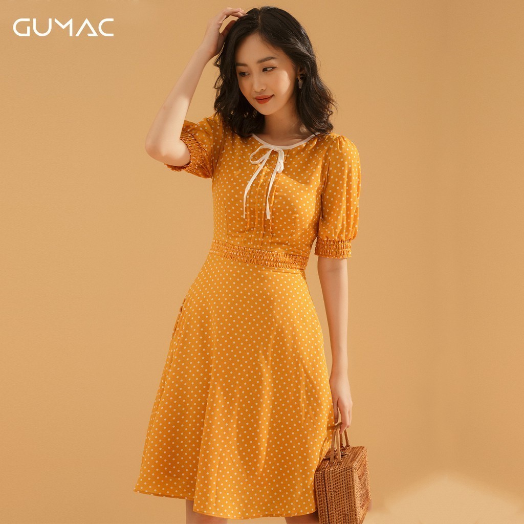 Đầm bi phối nơ DA715 GUMAC
