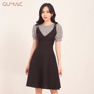 Đầm yếm phối caro DA571 GUMAC
