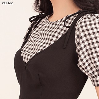 Đầm yếm phối caro DA571 GUMAC