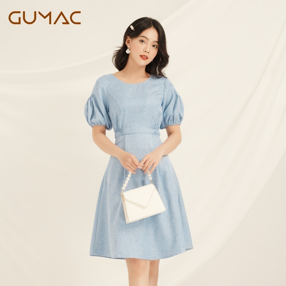 Đầm tay phồng nhún eo DA813 GUMAC