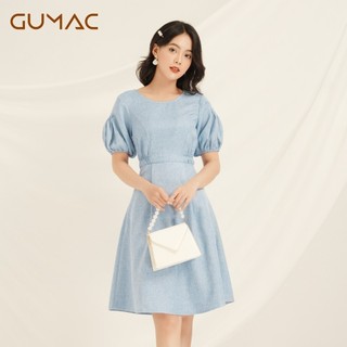 Đầm tay phồng nhún eo da813 gumac