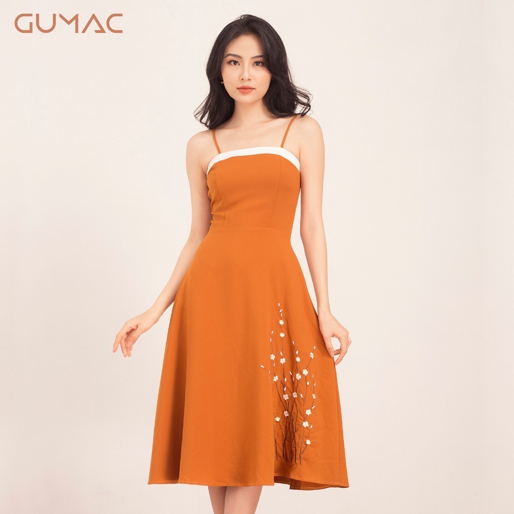 Đầm 2 dây thêu tùng DA572 GUMAC