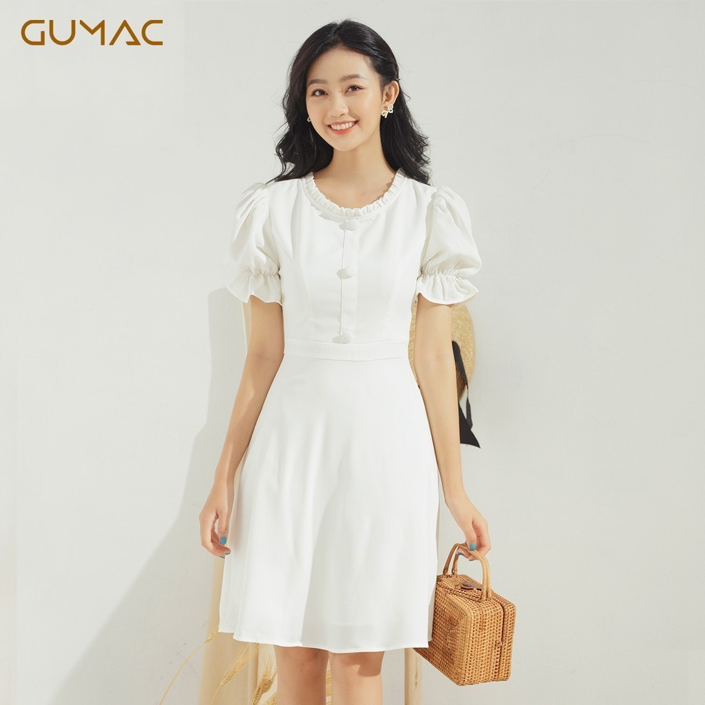Đầm cổ bèo nút bọc DA631 GUMAC