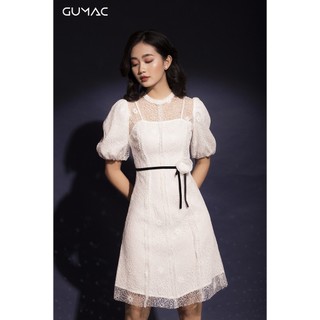Đầm ren tay phồng gumac ms12071_trang