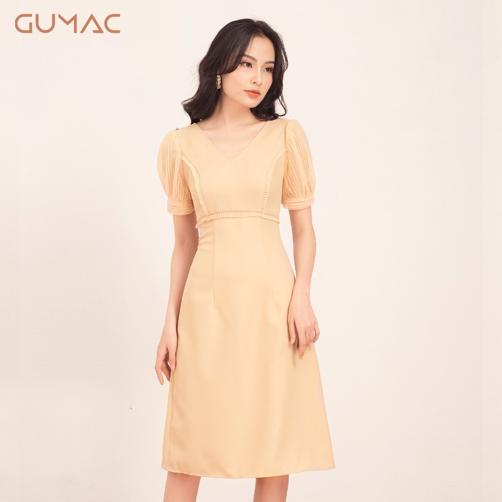 Đầm phối lưới xếp ly DA511 GUMAC