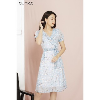 Đầm nữ hoa bèo cổ GUMAC MS11914_XANH