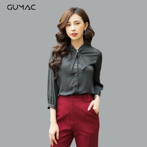 Áo phối nơ tay phồng AA304 GUMAC