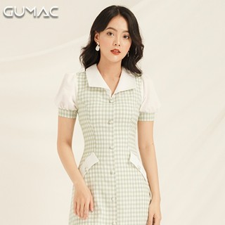 Đầm caro nút bọc DA8111 GUMAC