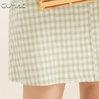 Đầm caro nút bọc DA8111 GUMAC