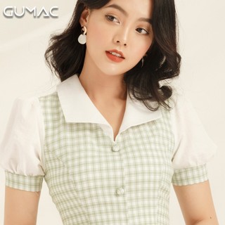 Đầm caro nút bọc DA8111 GUMAC
