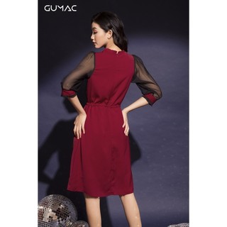 Đầm nữ tay phối rút eo GUMAC MS12094_DO