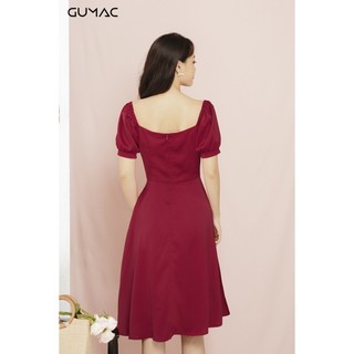 Đầm phi lụa tay bồng GUMAC MS11917_DO