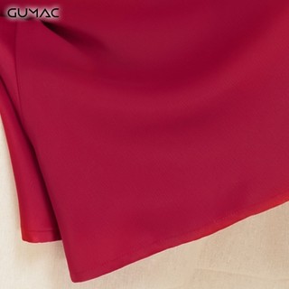 Đầm phi lụa tay bồng GUMAC MS11917_DO