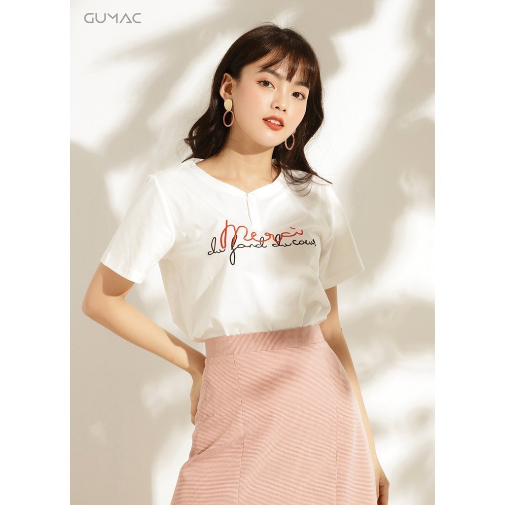 Áo thun nữ thêu Merci GUMAC AT10939