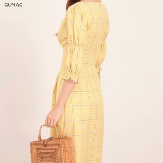 Đầm caro tay nhún DA515 GUMAC