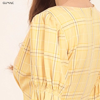 Đầm caro tay nhún DA515 GUMAC
