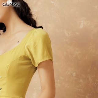 Đầm cổ U thêu hoa GUMAC MS12973_VANG