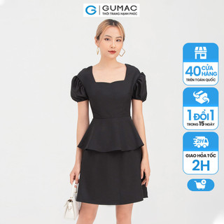 Đầm nữ cổ vuông tay nhún GUMAC DB720