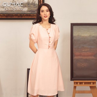 Đầm tay phồng nút bọc cho mẹ gumac da404