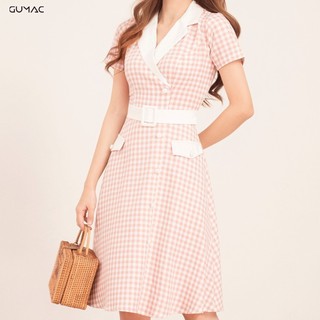 Đầm caro cổ vest DA516 GUMAC