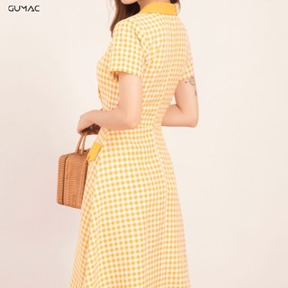 Đầm caro cổ vest DA516 GUMAC