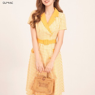 Đầm caro cổ vest DA516 GUMAC