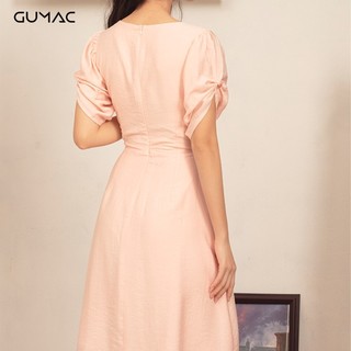 Đầm tay phồng nút bọc cho Mẹ GUMAC DA404