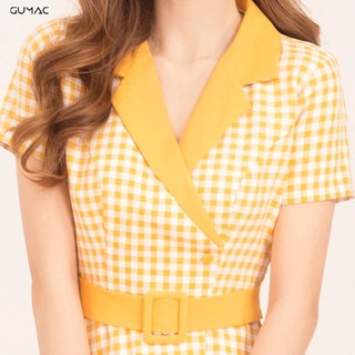 Đầm caro cổ vest DA516 GUMAC