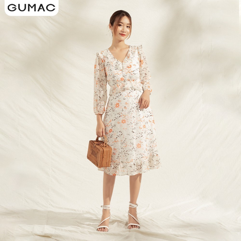 Đầm phối bèo cổ V DA1158 GUMAC