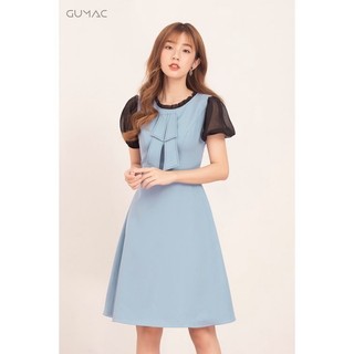 Đầm phối nơ xếp cổ DA534 GUMAC