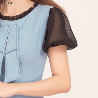 Đầm phối nơ xếp cổ DA534 GUMAC