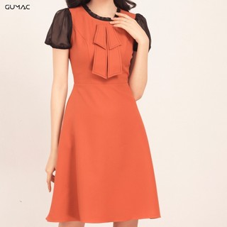 Đầm phối nơ xếp cổ DA534 GUMAC