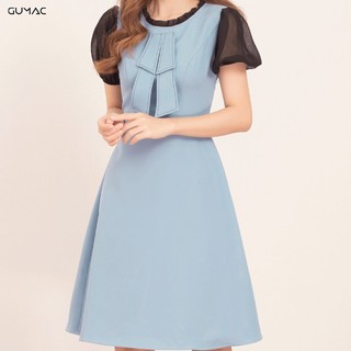 Đầm phối nơ xếp cổ DA534 GUMAC