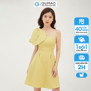 Đầm dự tiệc cúp ngực GUMAC thiết kế nơ sang chảnh, màu vàng đủ size DB374