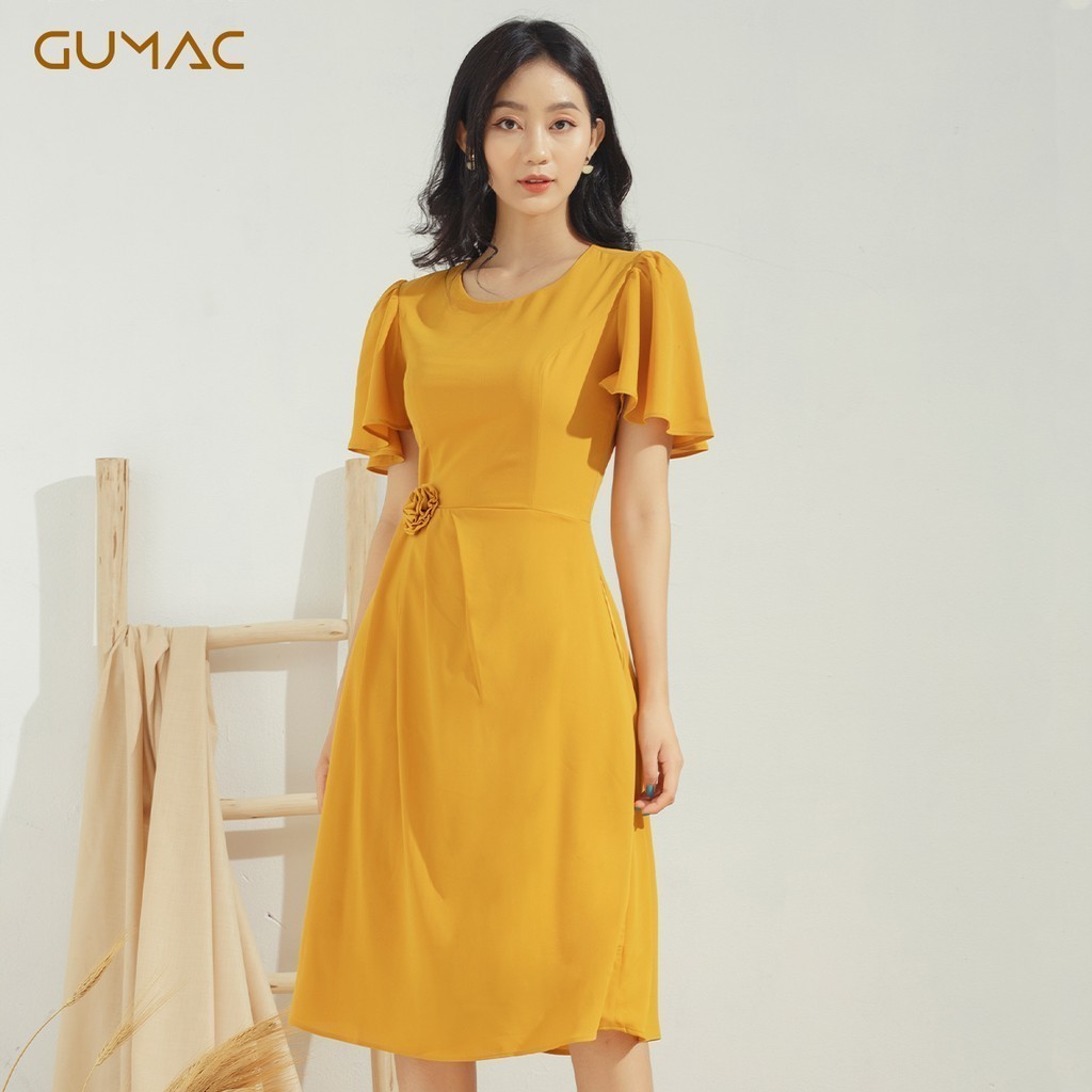 Đầm tay loe phối hoa DA682 GUMAC