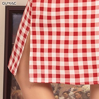 Đầm caro tay bèo GUMAC DA458