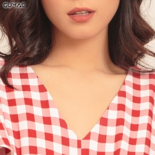 Đầm caro tay bèo GUMAC DA458