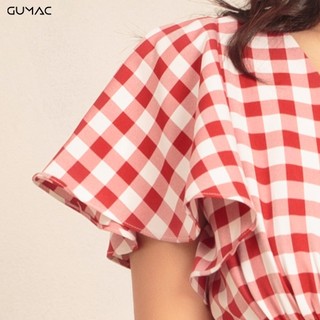 Đầm caro tay bèo GUMAC DA458