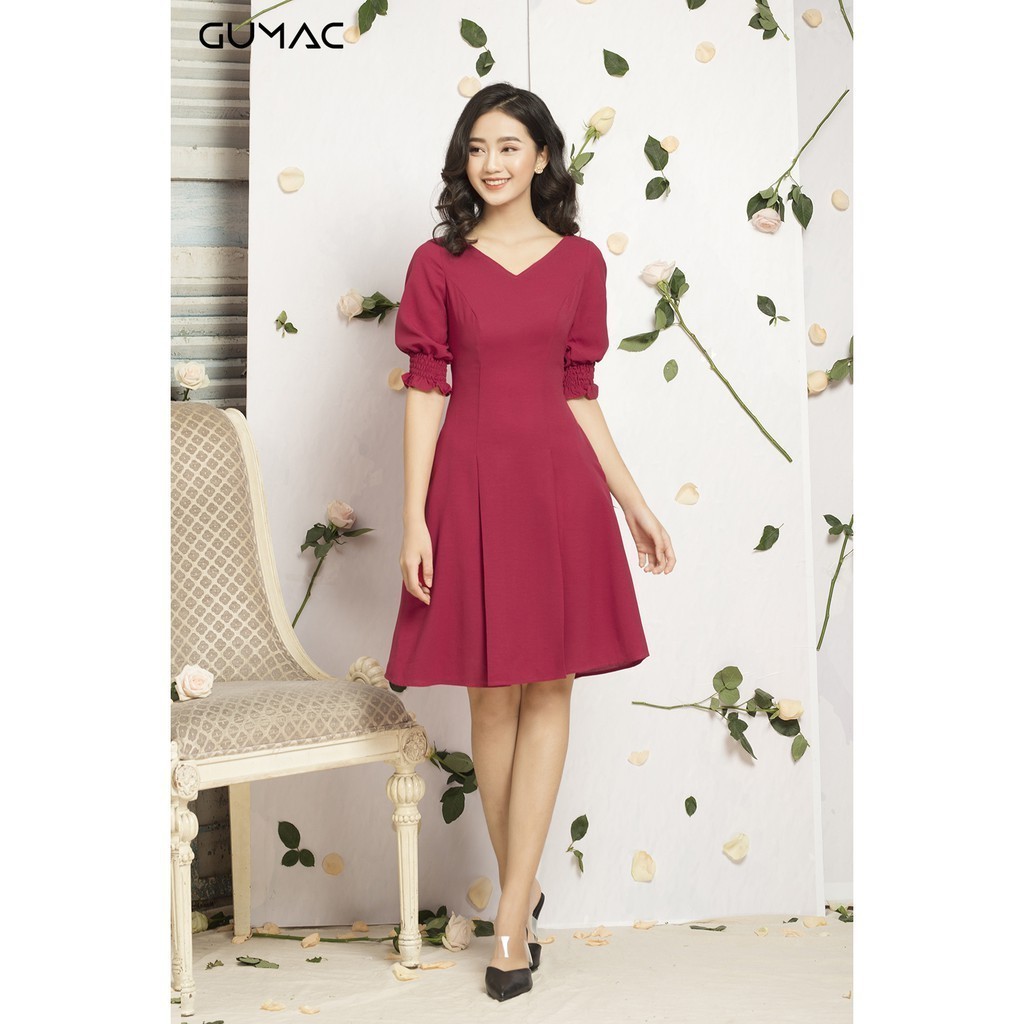 Đầm nữ tay lỡ bo thun GUMAC MS12060_DO