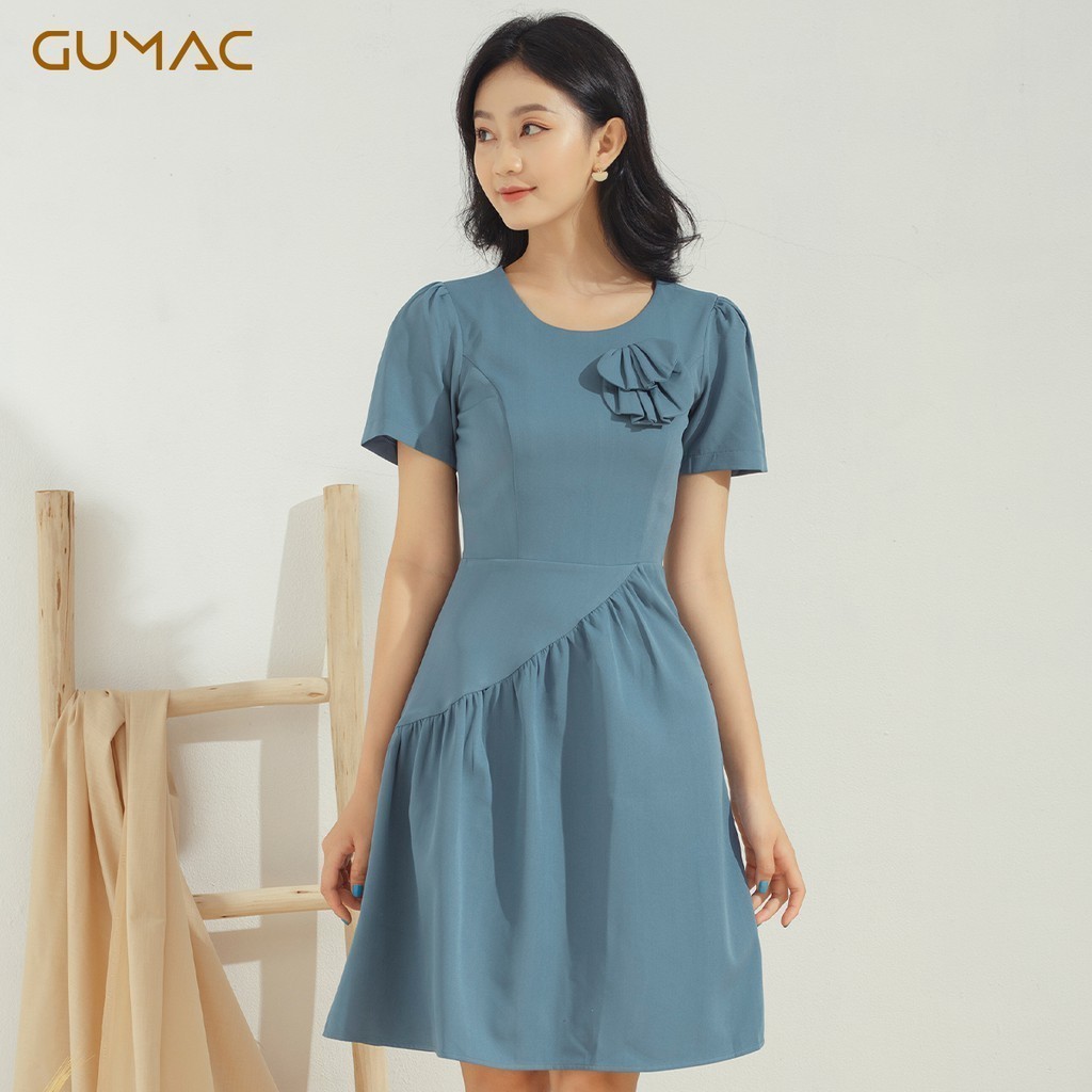 Đầm nơ lai bèo xéo DA619 GUMAC