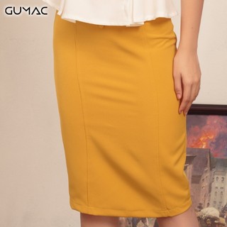 Chân váy 3 nút bọc GUMAC VA453_VANG