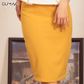 Chân váy 3 nút bọc GUMAC VA453_VANG